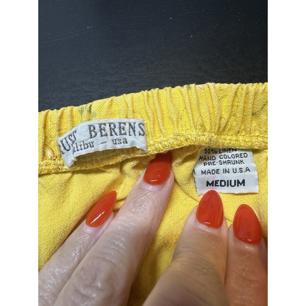 Vintage Russ Berens Skirt Linen Blend Yellow Sz M Cottage #1154 - Picture 6 of 6